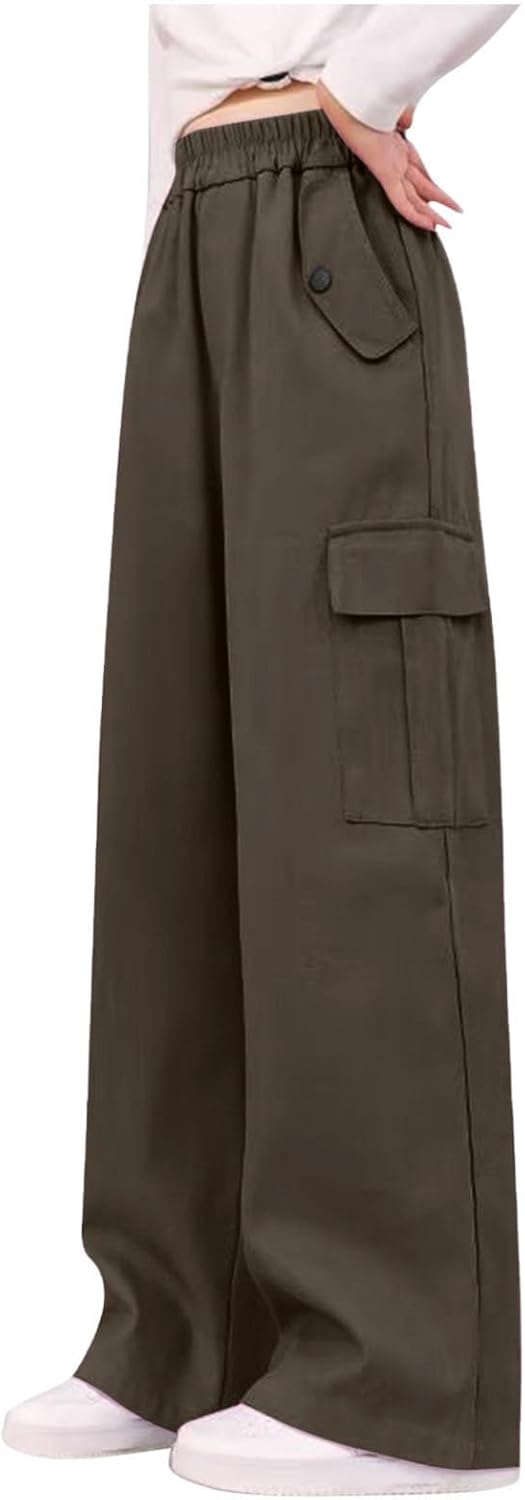 Weekend Essential Cargo Pants for Girls Checked Design Wide-Leg elevate Style