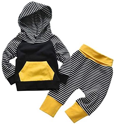AMIMOJY Boys Girls Striped Long-Sleeve Hoodie Set