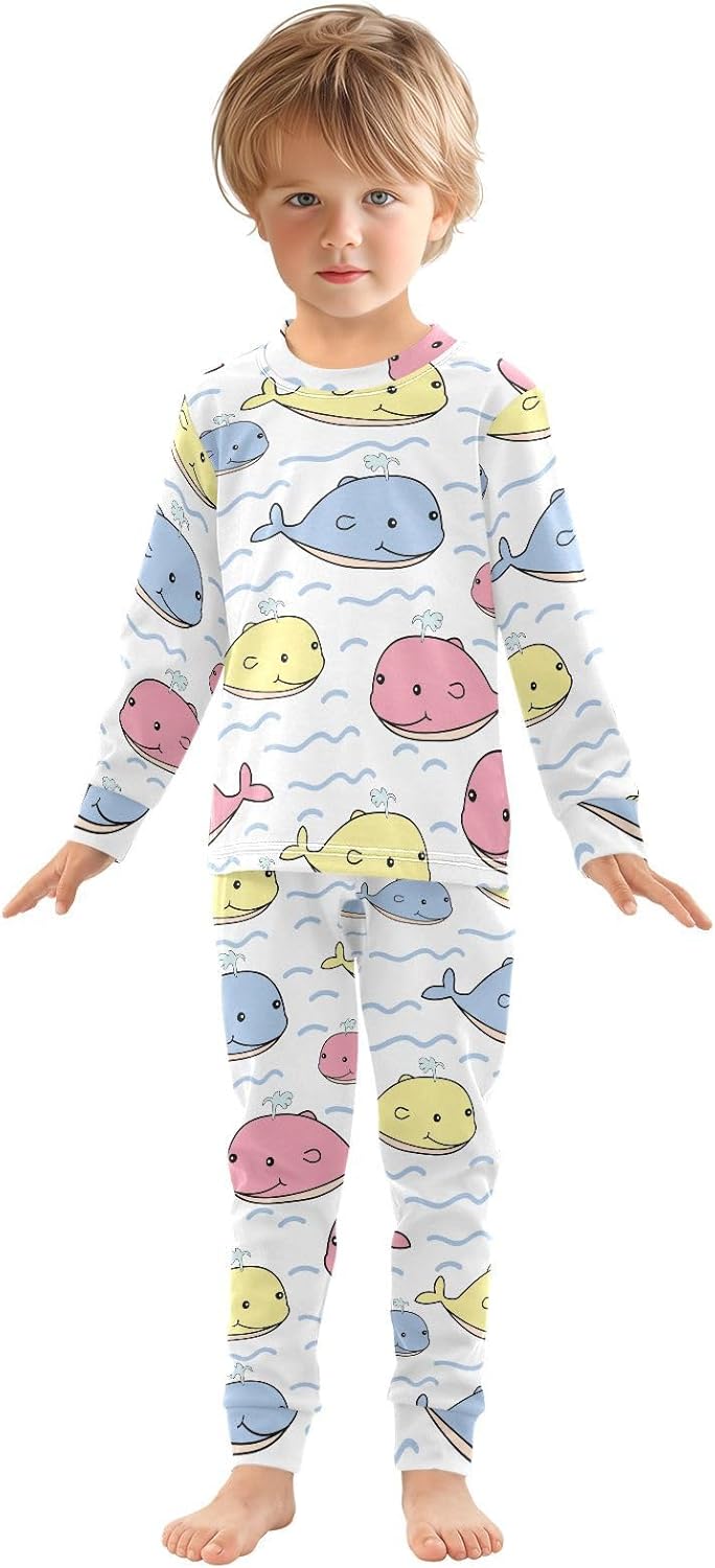 WIFIU Casual Pajama Sets for Kids Soft Cotton Sleepwear 18M-8Y