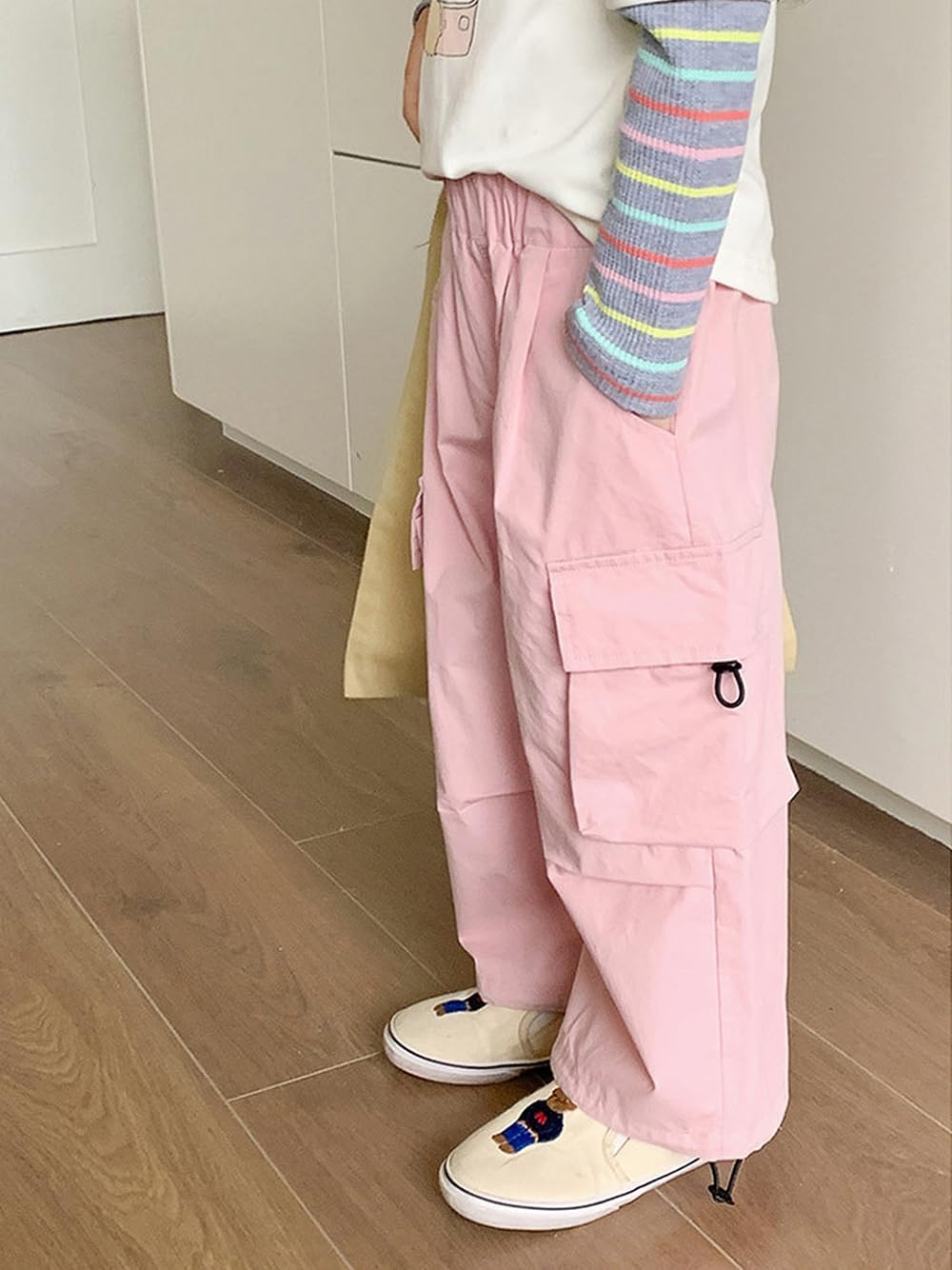 Biniduckling Age-Appropriate Panties for Girls and Toddlers Baggy Cargo Parachute Pants