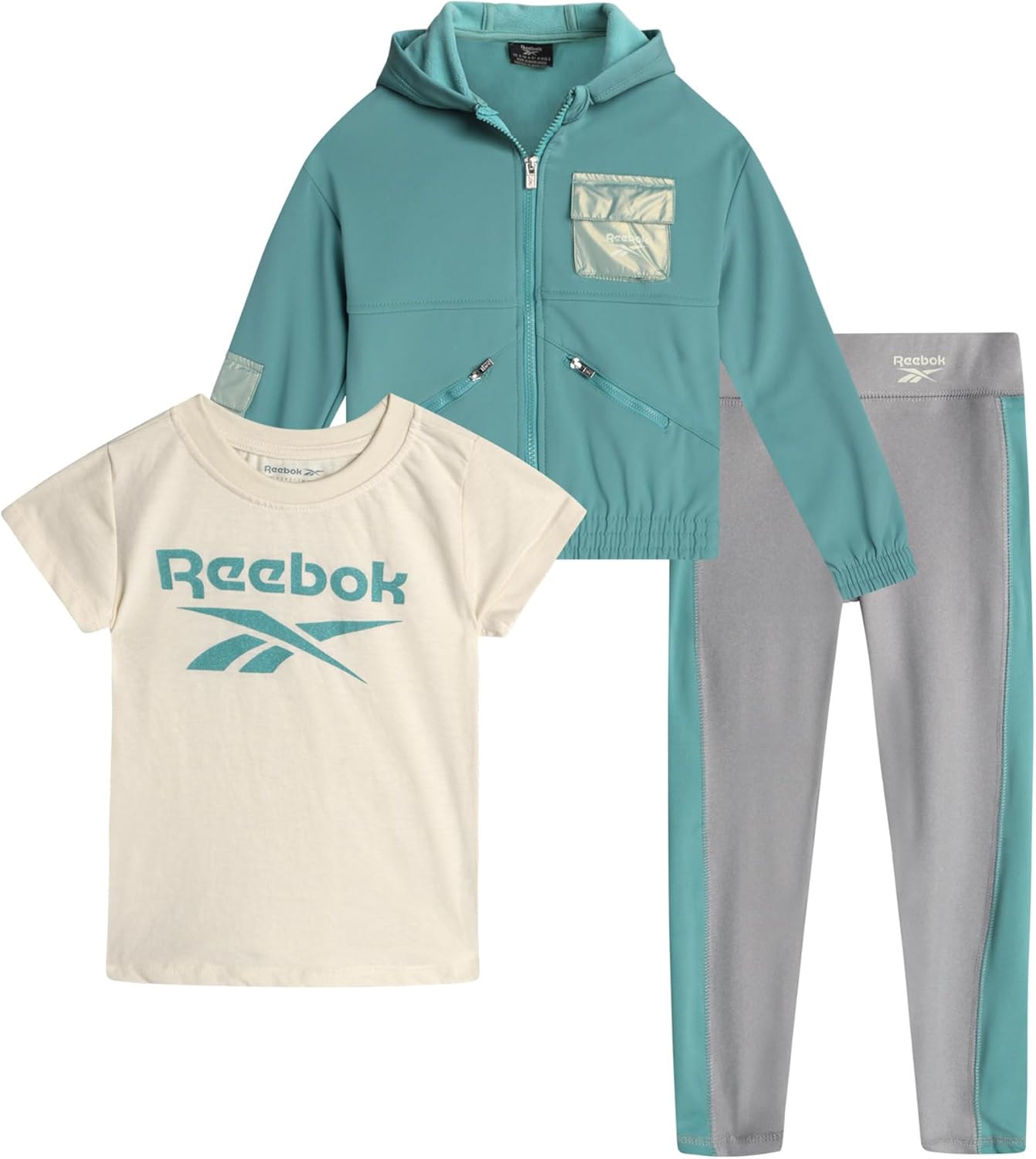 Reebok Baby Girls Set Cozy Fleece Graphic Tee for Little Ones