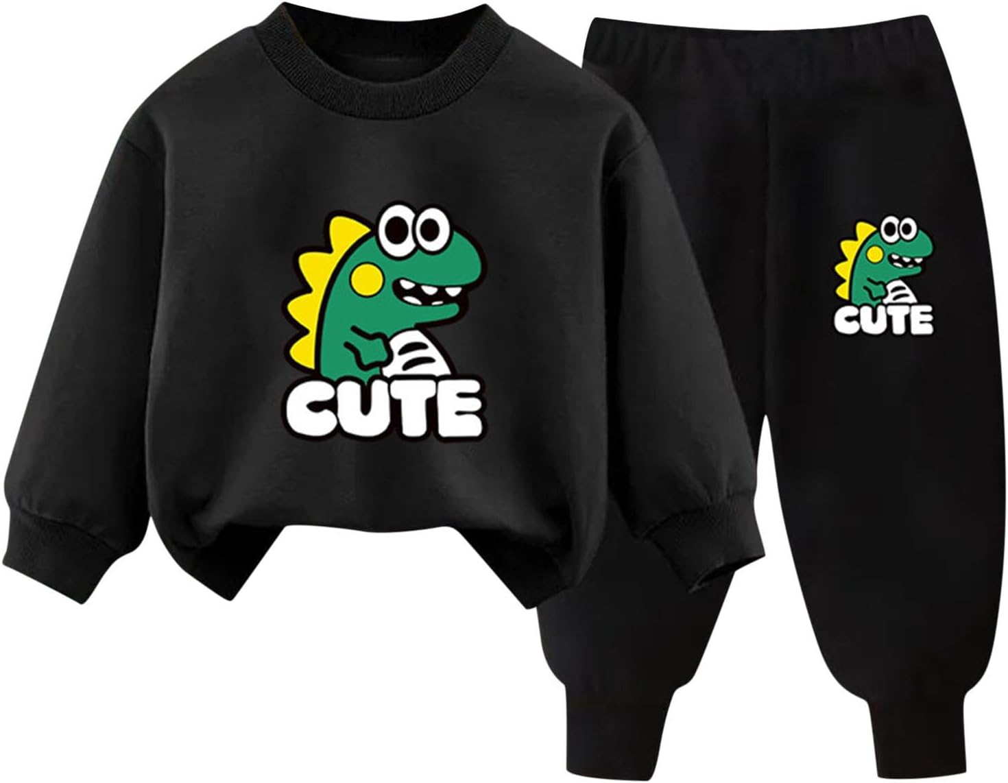 Dinosaur Graphic Tracksuits for Kids Cute Warm Workout Sets