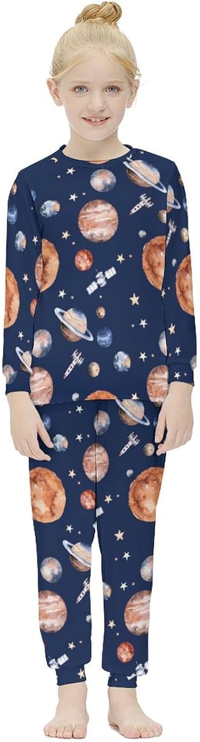 Colorful Planets Girls Thermal Long Johns Set