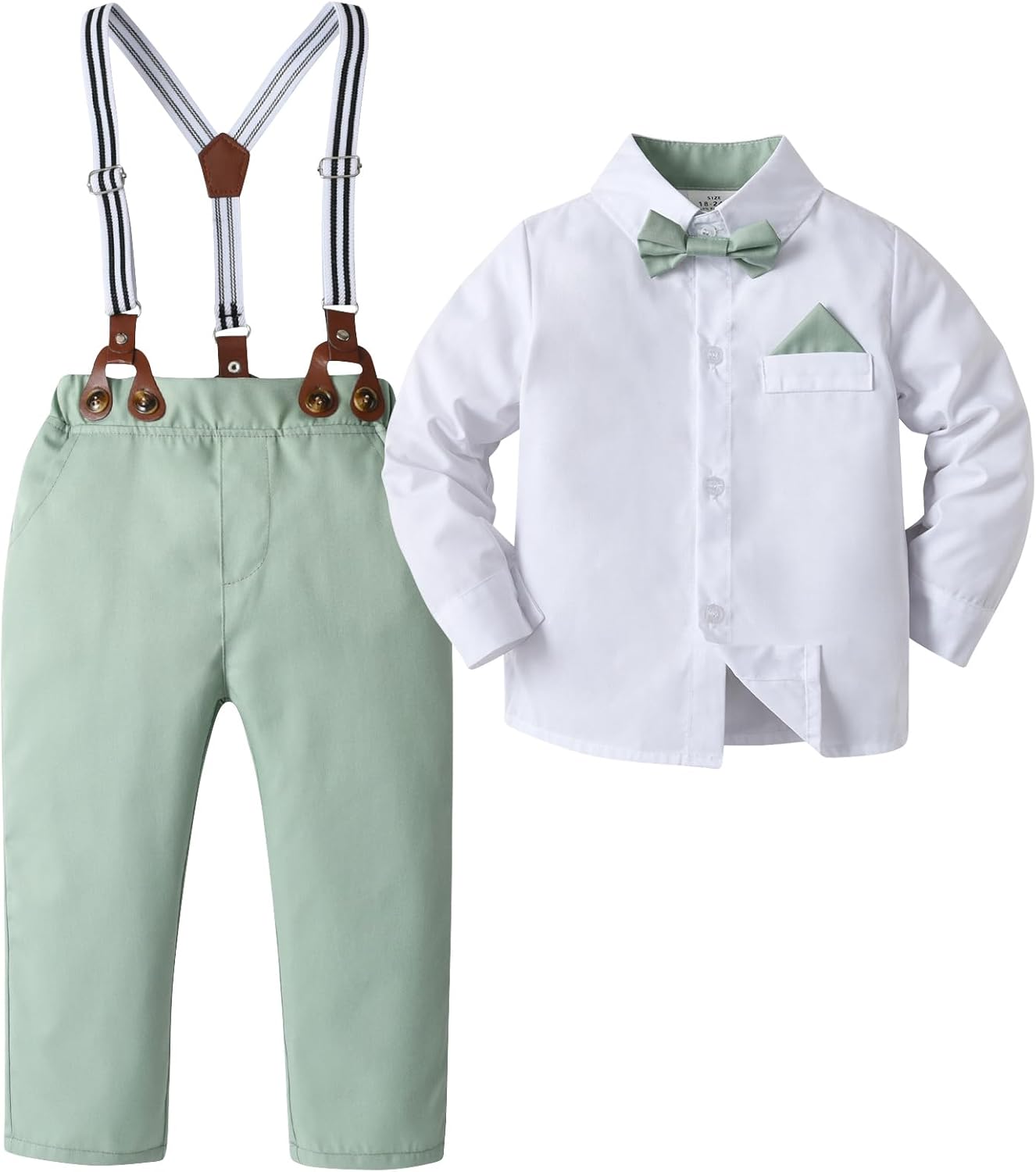 Boarnseorl Baby Boys Pants Sets SpringTuxedo ShirtsPants Bow Ties Suspenders Toddler Outfits