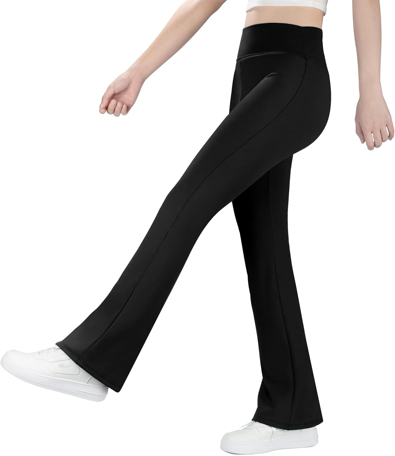 High Waisted Fleece-Lined Flare Leggings for Girls