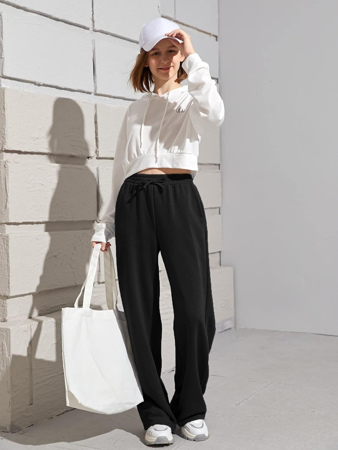 SOLY HUX Girls High Elastic Waist Tie Front Sweatpants with Pockets