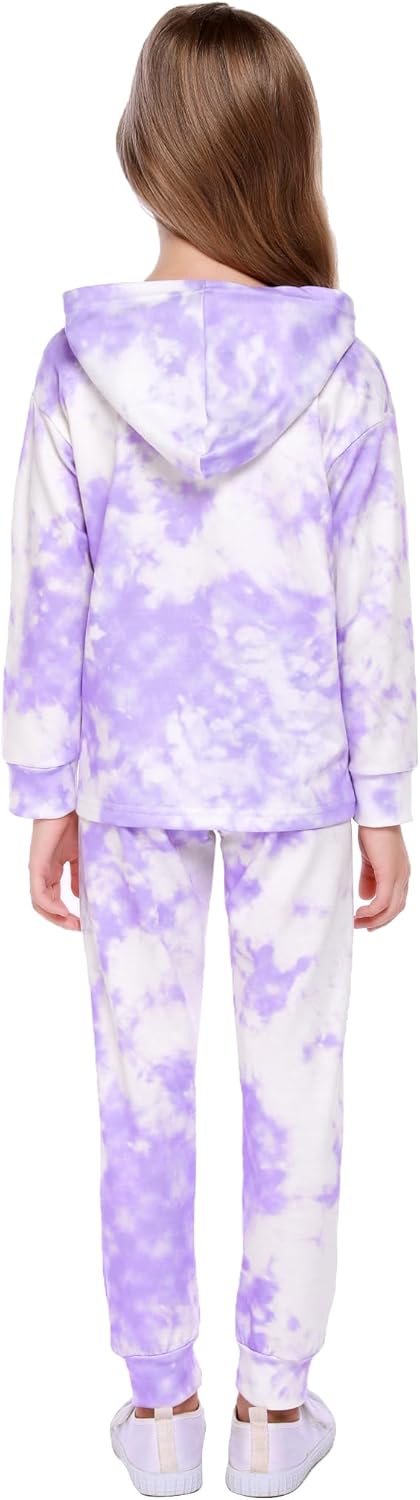 Arshiner Tie-Dye Pullover Sweatpants Set for Girls