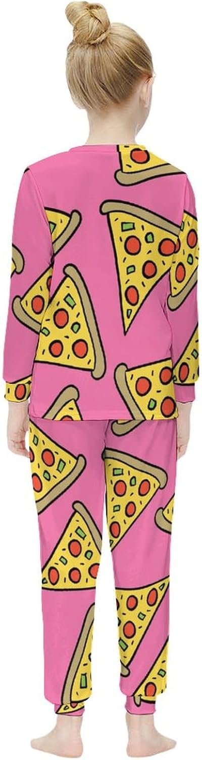 MEIKKO Girls Pizza Slice Drawing Long Sleeve Shirt Base Layer Bottoms Set