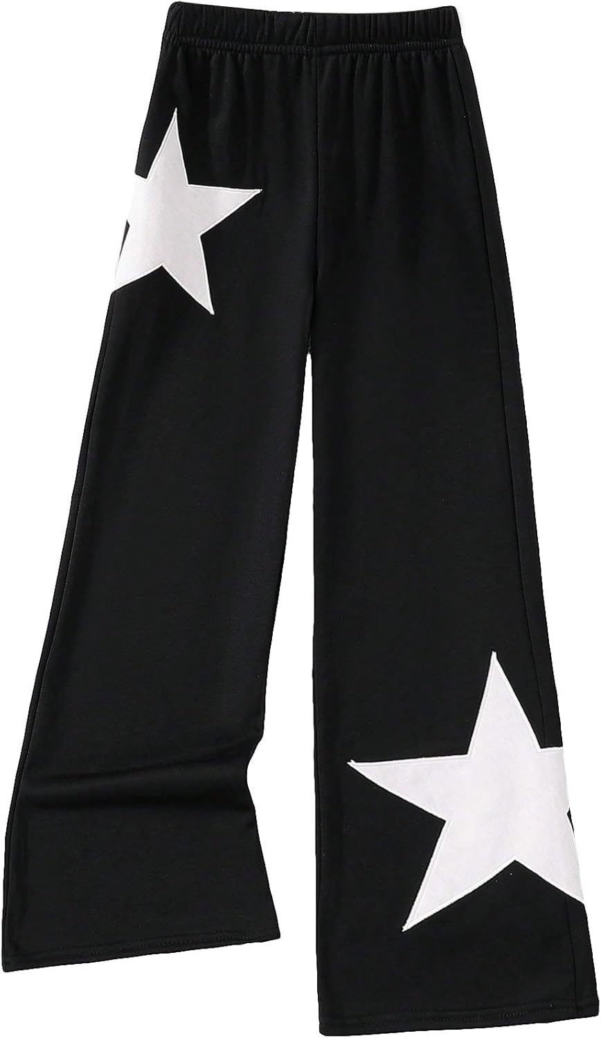 COZYEASE Girls Longs Casual and Breathable Print High Waisted Straight Leg Sweatpants