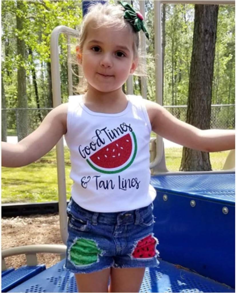 Perfect Ripped Denim Watermelon Print Set for Baby Girls 1-4 Years