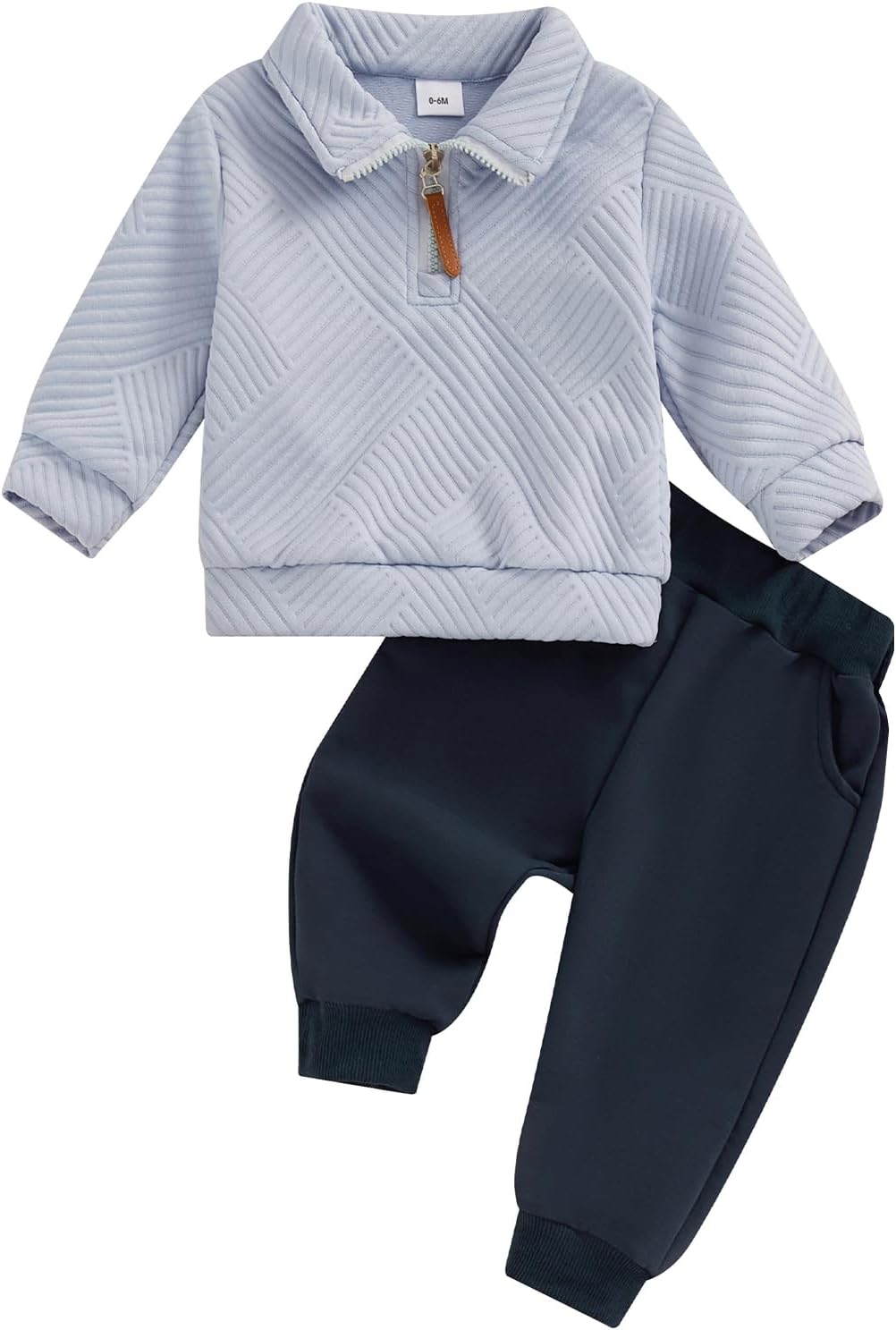 Infant Boy Long Sleeve Lapel Pullover Jogger Set