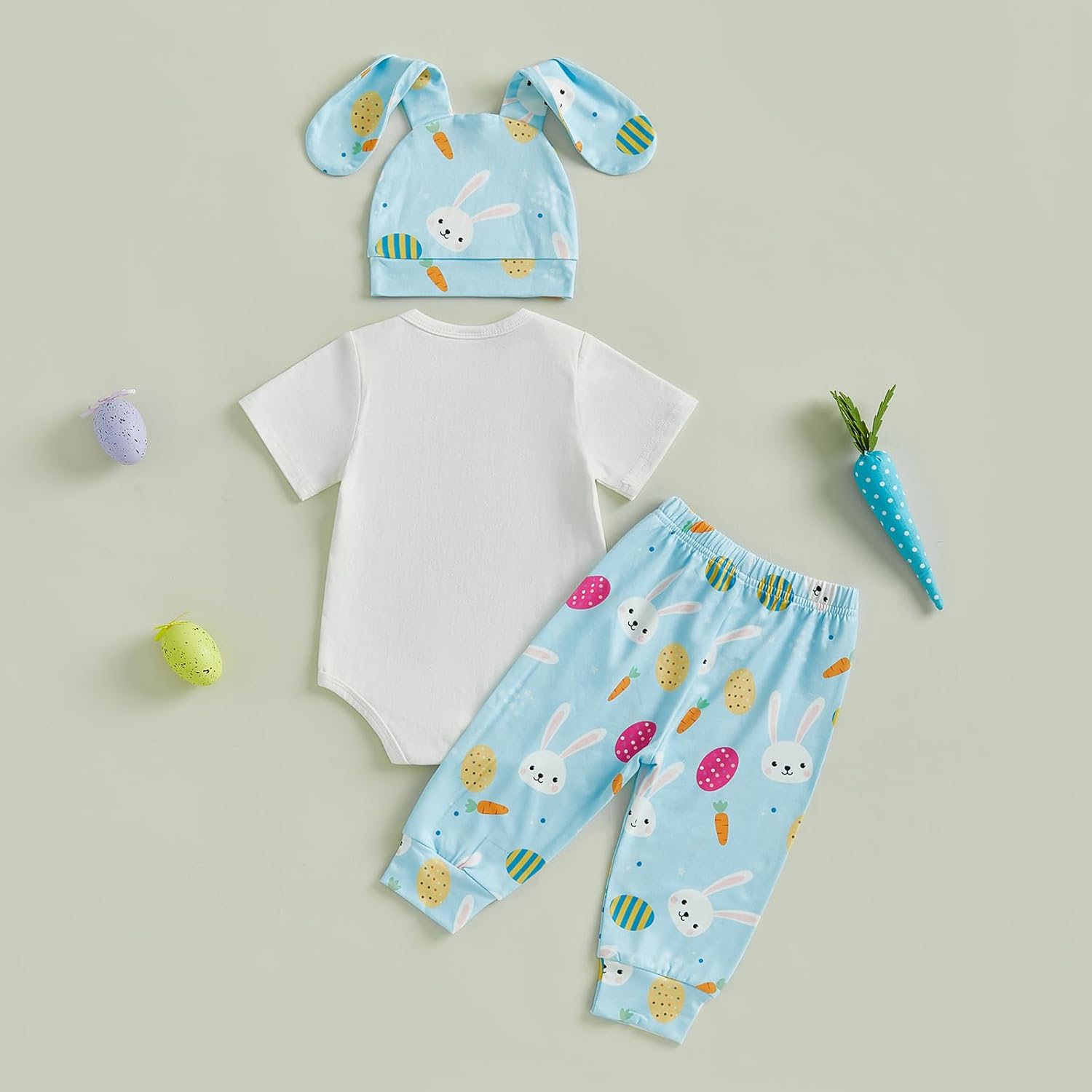 My First Easter bunny ROMPER PANTS HAT SET