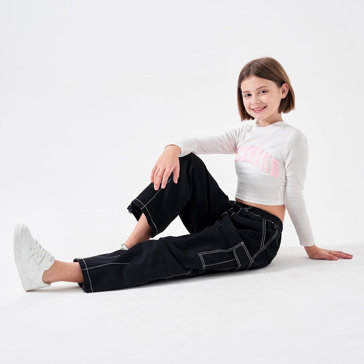 Rolanko Girls Wide Leg Cargo Pants