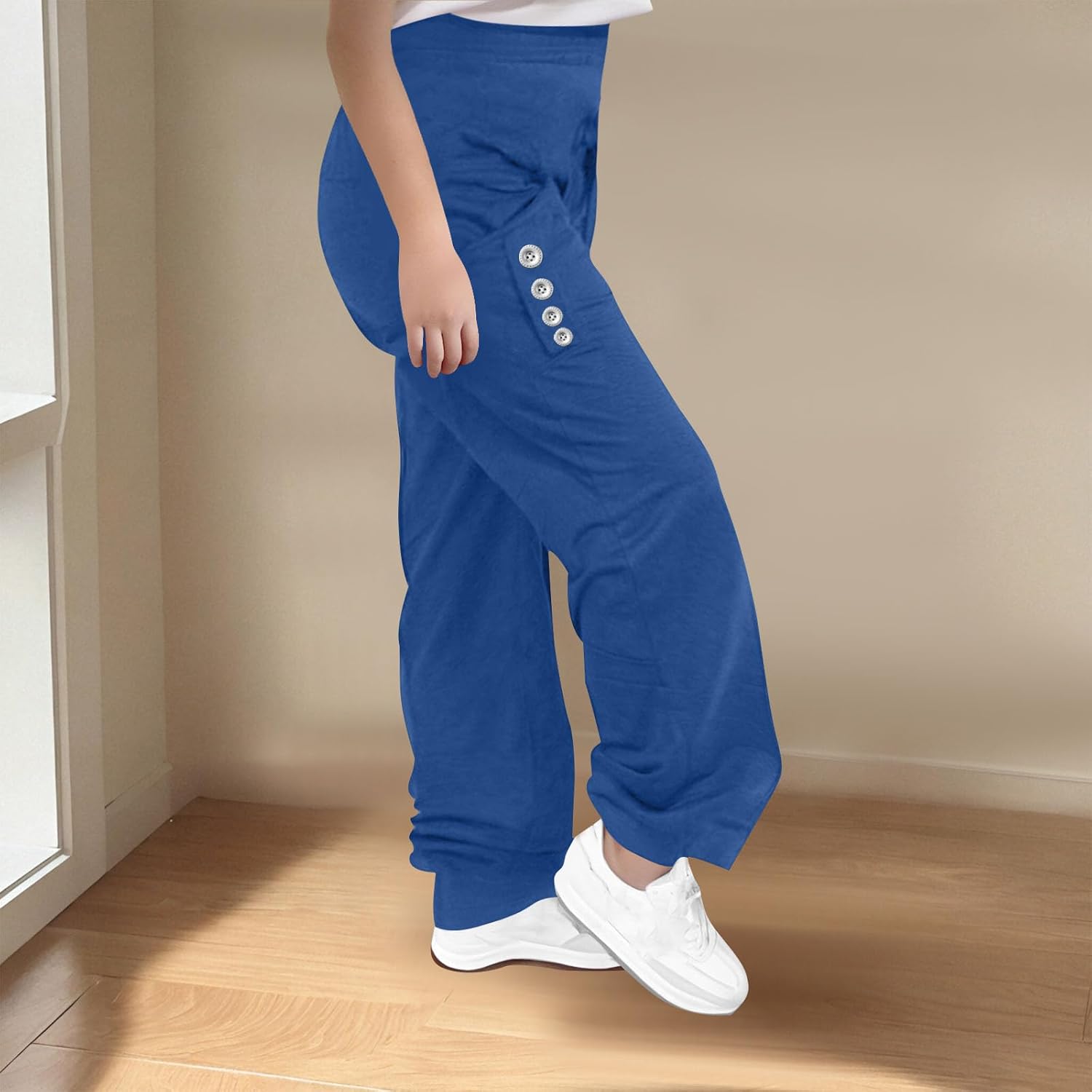 Teen Girls Summer Wide Leg Sweatpants with Pockets