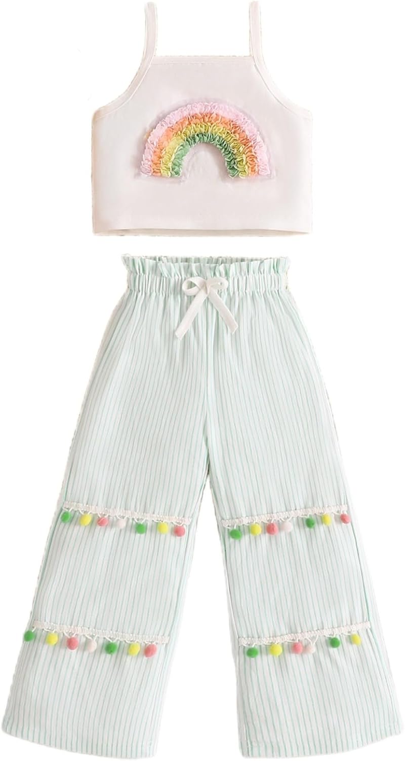 Rainbow Embroidery Kids Outfit 2Pcs - Women and Men