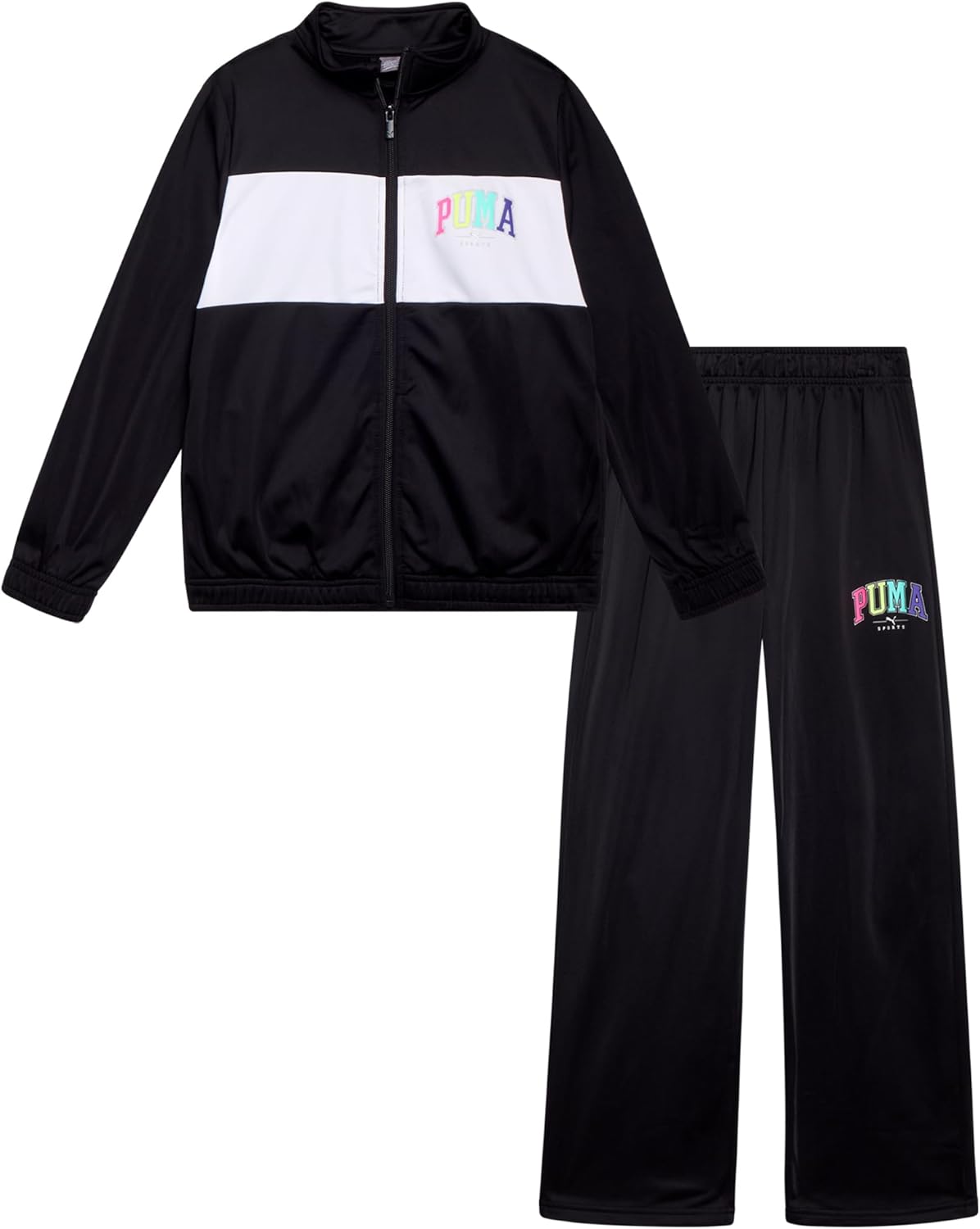 PUMA Girls Jogger Set athletic tricot flare pants zip-up jacket