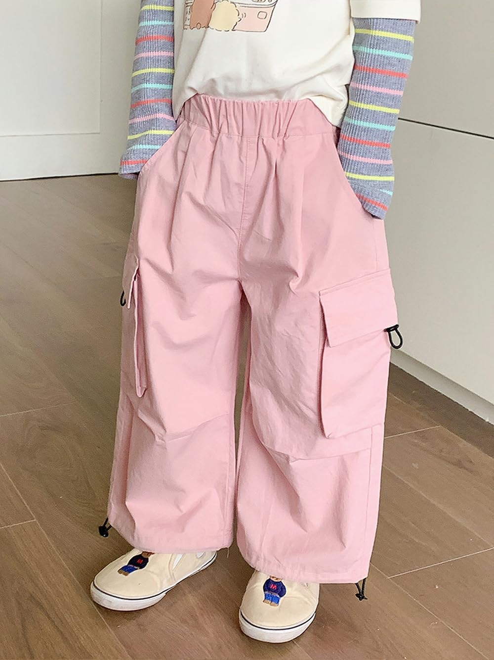 Biniduckling Age-Appropriate Panties for Girls and Toddlers Baggy Cargo Parachute Pants