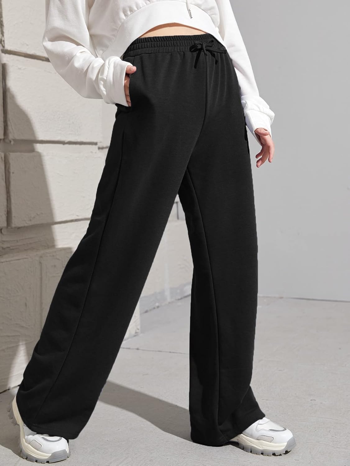 SOLY HUX Girls High Elastic Waist Tie Front Sweatpants with Pockets