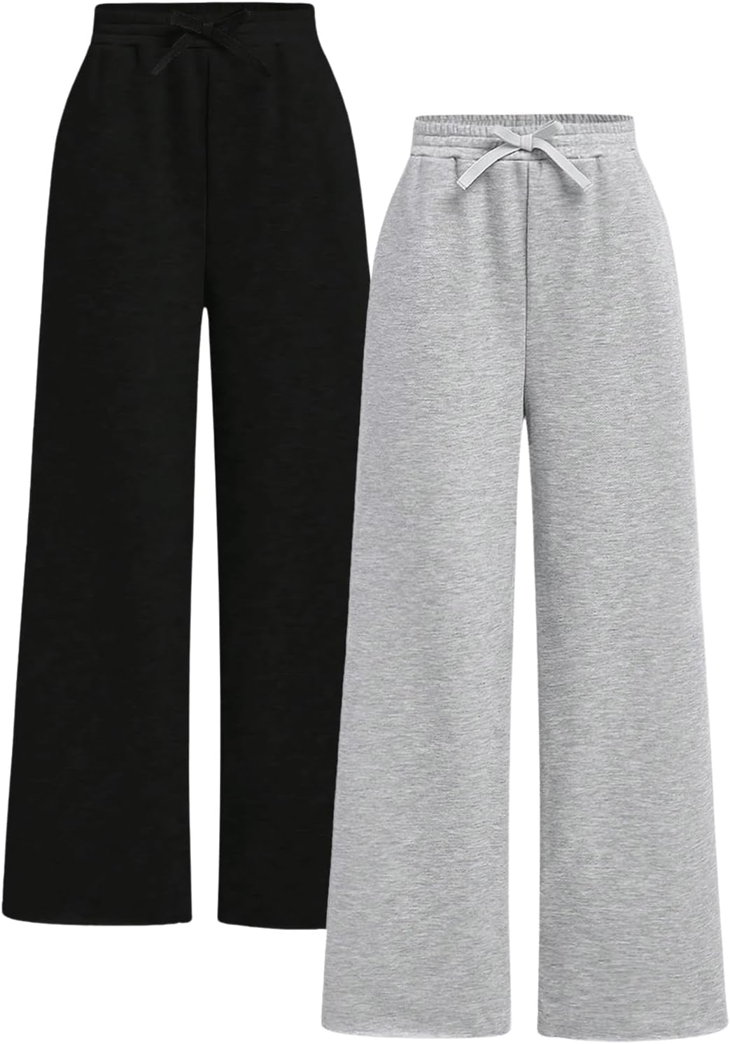 Girls Elastic Waist Wide Leg Athletic Running Sweatpants