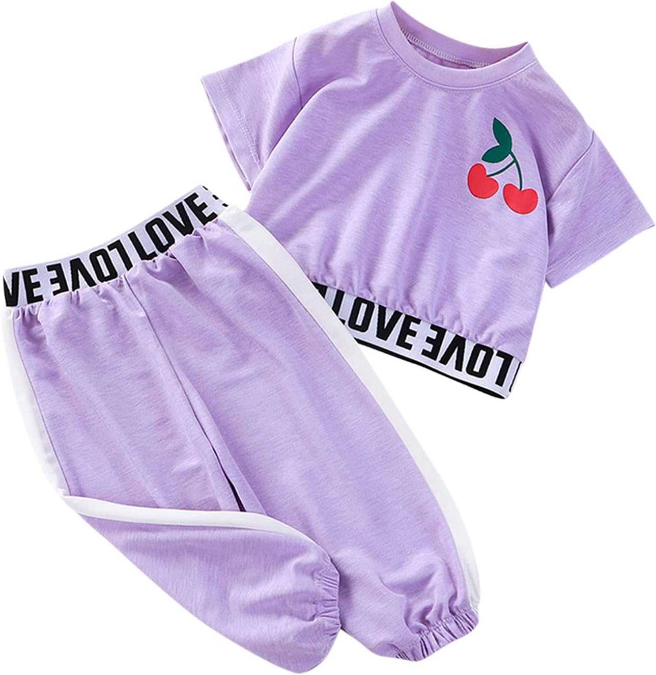 XYOMJI Baby Girls Summer Cartoon Print Outfit Set