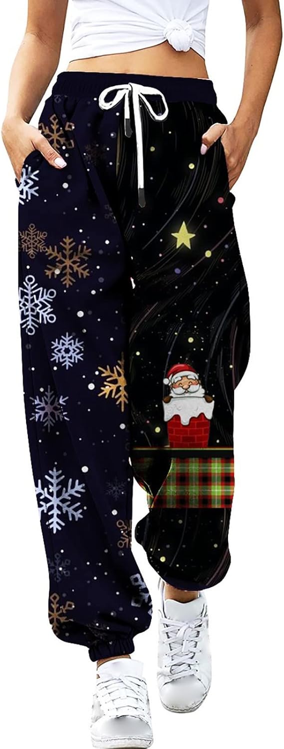ZYXTIM Womens Comfy Christmas Printed Joggers