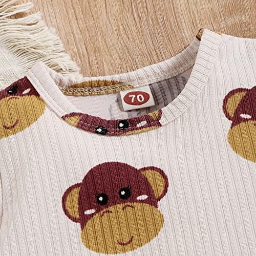 Toddler Boys and Girls Cartoon Monkey Prints Homewear Set 2Pcs Cute Baby Set