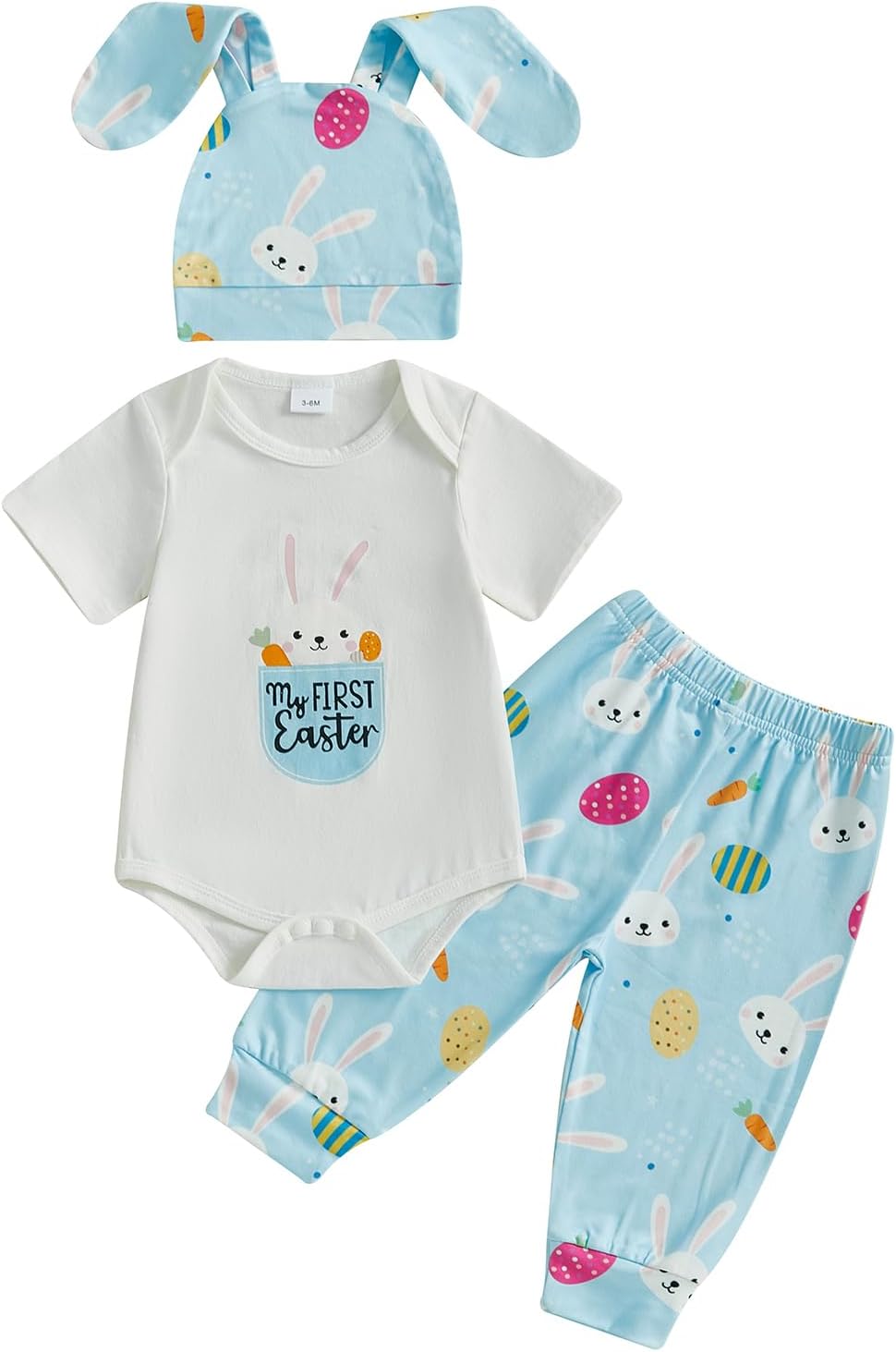 My First Easter bunny ROMPER PANTS HAT SET