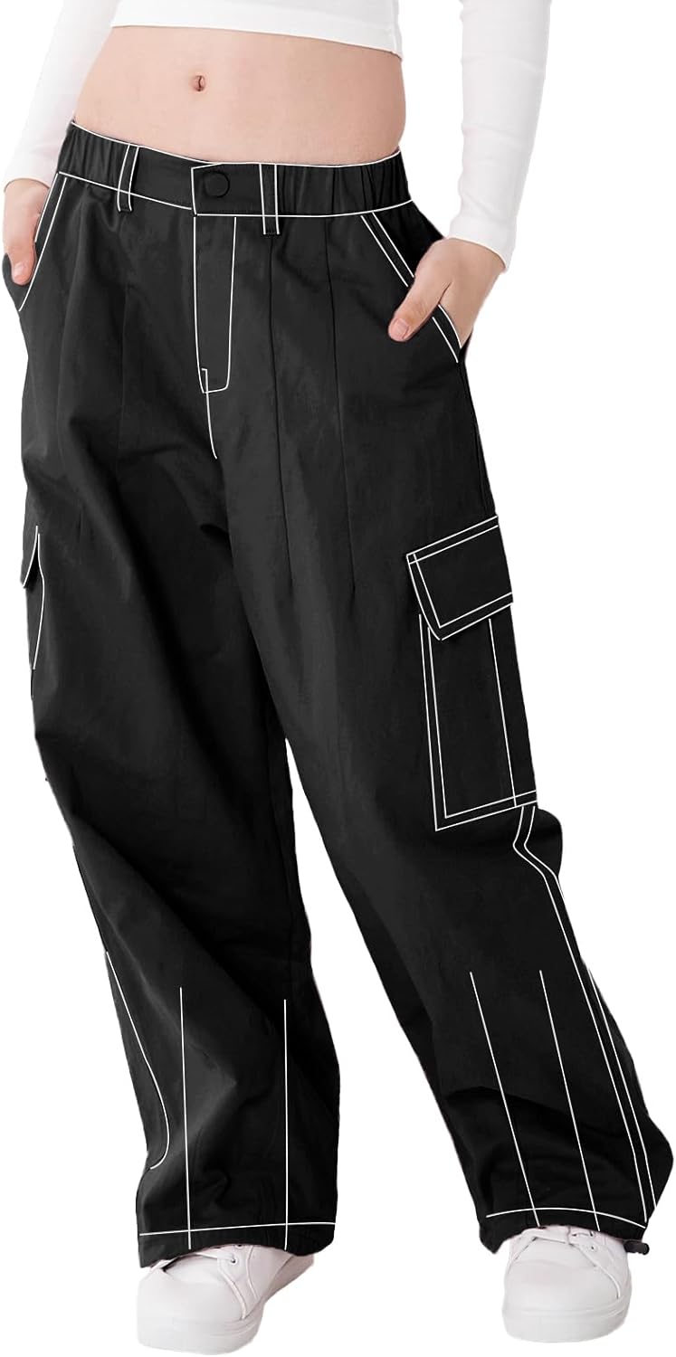 Rolanko Girls Wide Leg Cargo Pants