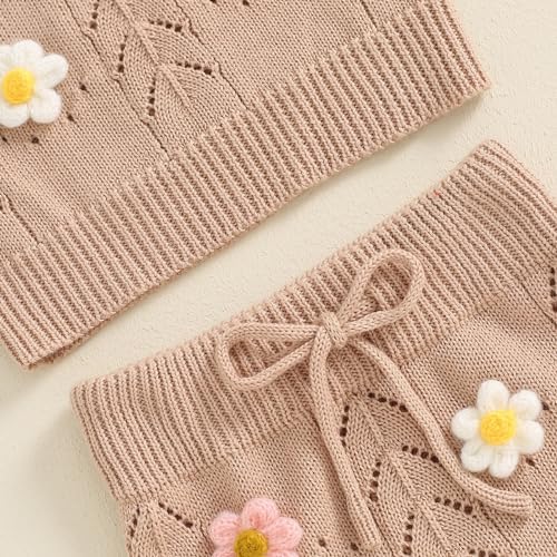 Adorable Toddler Girl Fall Outfit Knit Camisole Shorts Set
