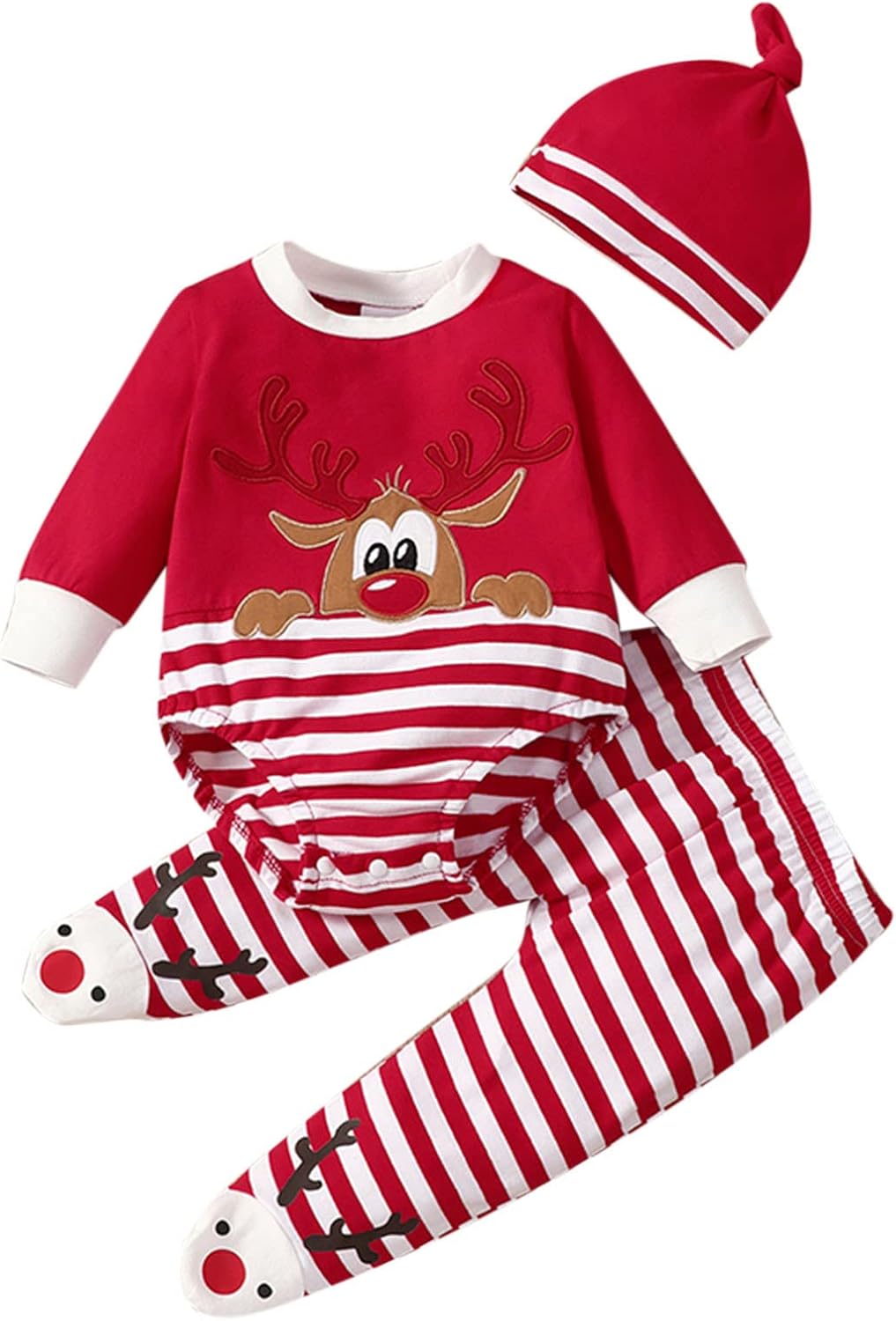 New HOLIDAY STRIPED Toddler Set with DEER EMBROIDERED