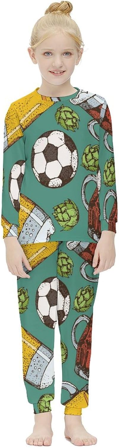 MEIKKO Girls Beer Pattern Thermal Bottoms