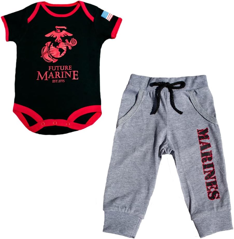 Durable Patriotic EGA Future Marine Bodysuit Pants Set for Kids