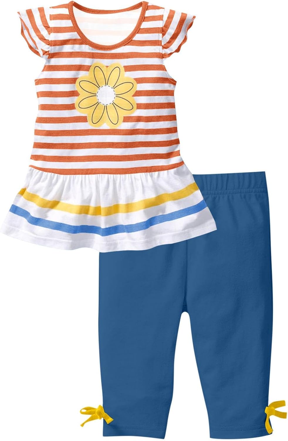 Floral Flutter Sleeve Capri Girls Summer Set