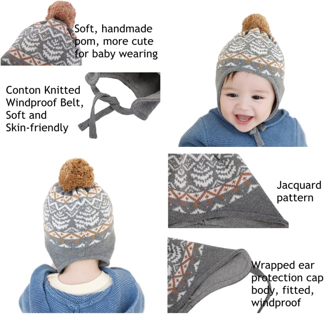 LLmoway Baby Toddler Beanie Knit Hat with Pom