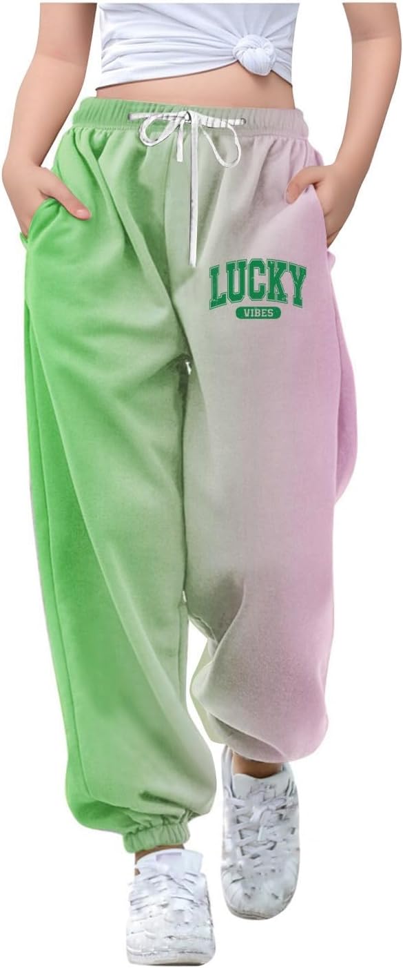St Patricks Day Kids High-Waisted Sweatpants with Pockets