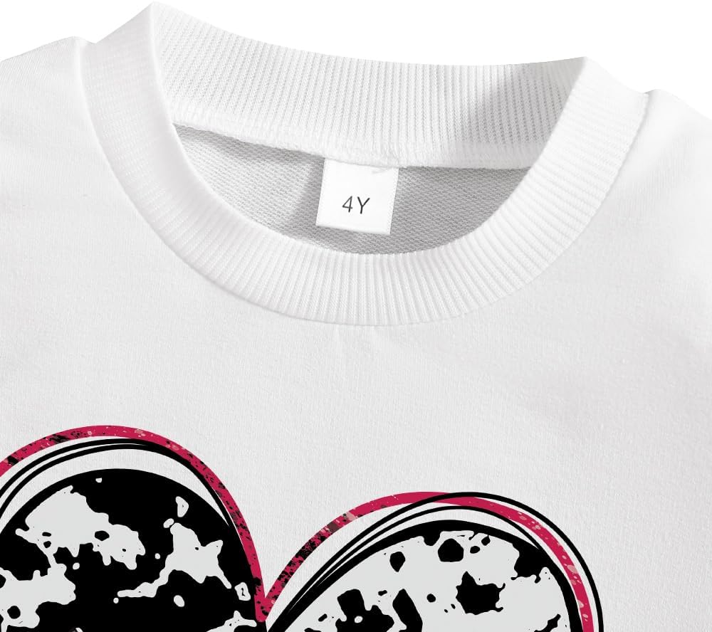Stylish Heart Graphic Print Sweater Pants Set for Toddler Girls