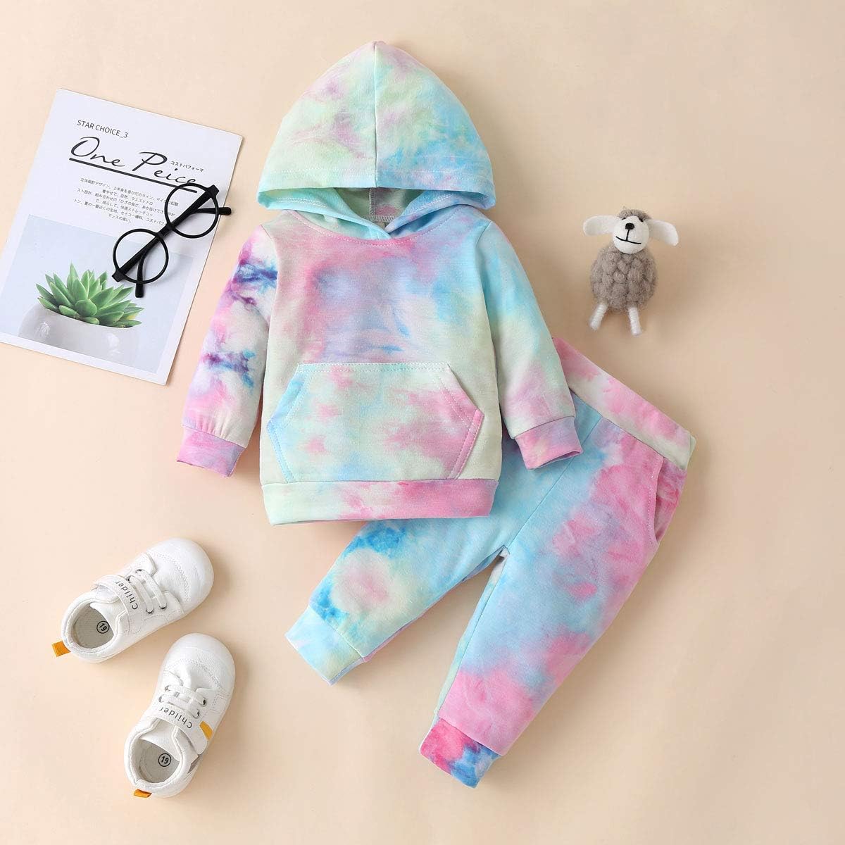 Newborn Baby Girls Tie-Dye Cotton Sweatshirt Pants Set - FallWinter Style