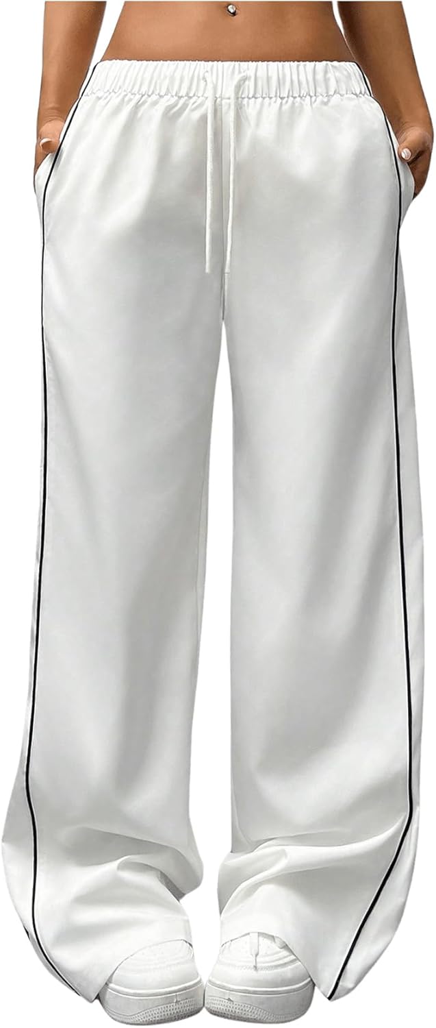 WDIRARA Girls Lightweight ContrastPanted Workout Pants