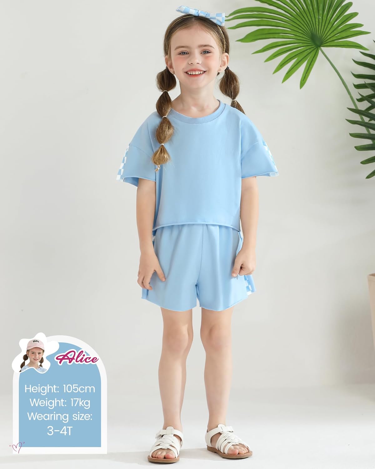 Sanmio Toddler Girl Summer Outfit Set Batwing T-ShirtShortsHeadband 3Pcs