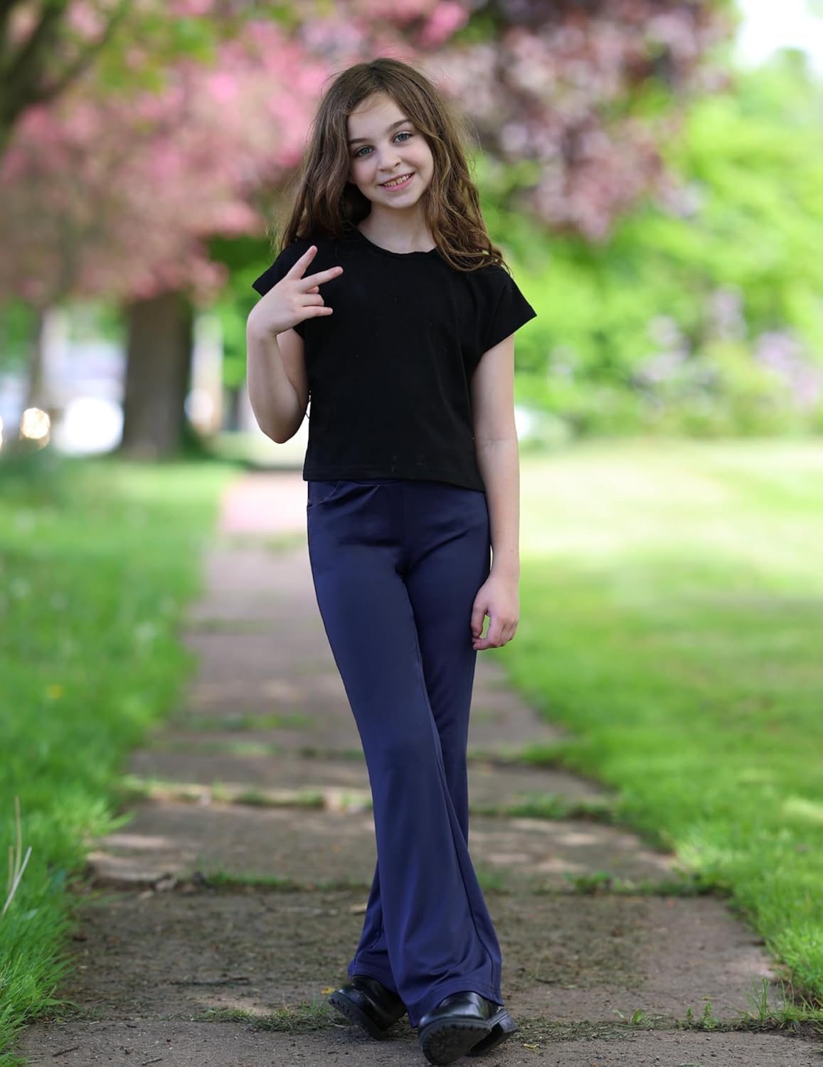 Zaclotre Girls High Waisted Flare Leggings with Pockets