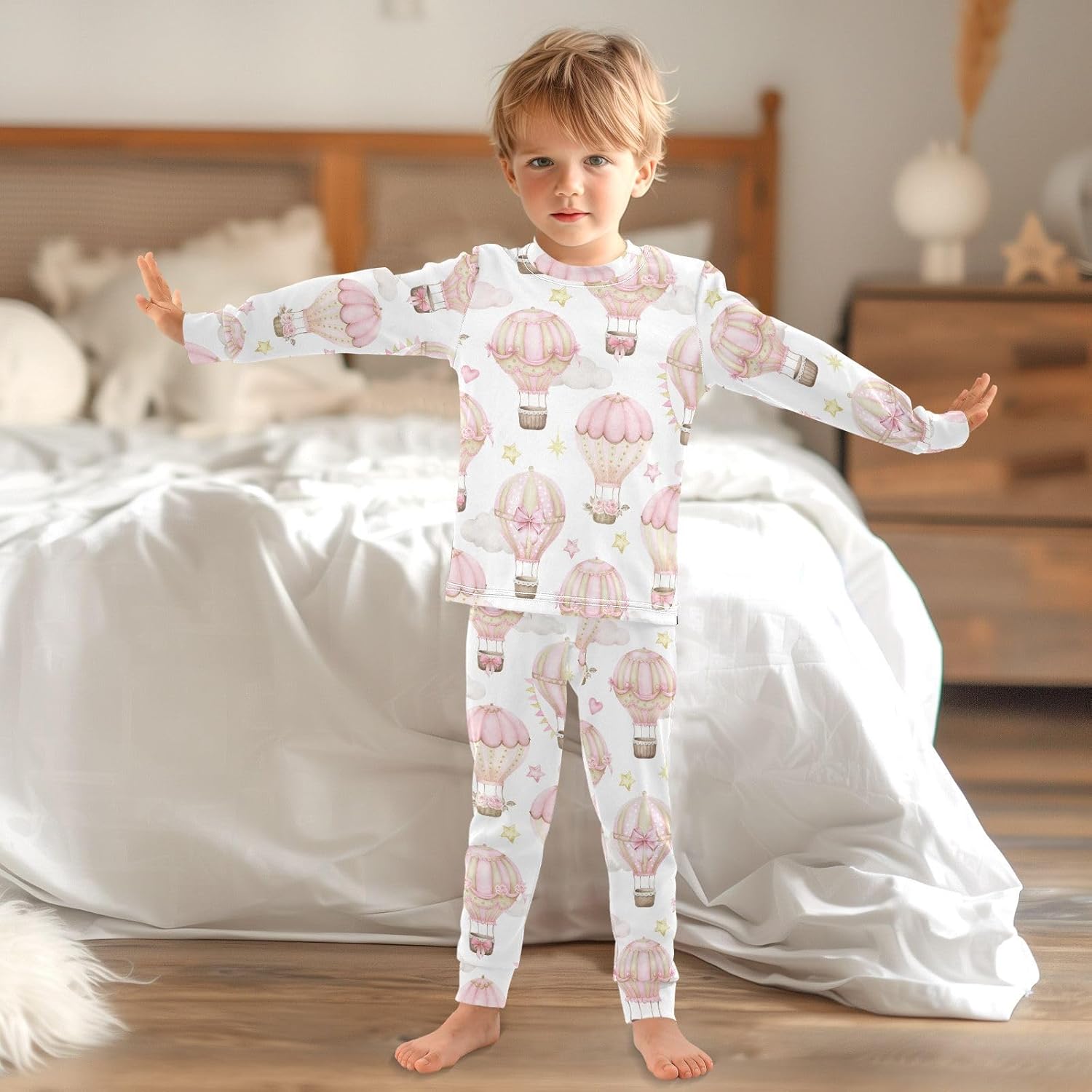WIFIU Long Sleeve Pajama Set for Kids 18M-8Y