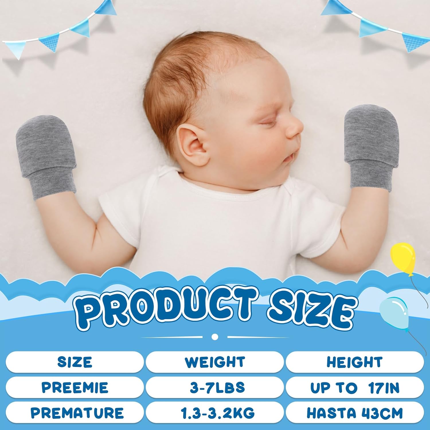 Twistover 18 Pairs Perfect for Premie Babies No Scratch Cotton Gloves