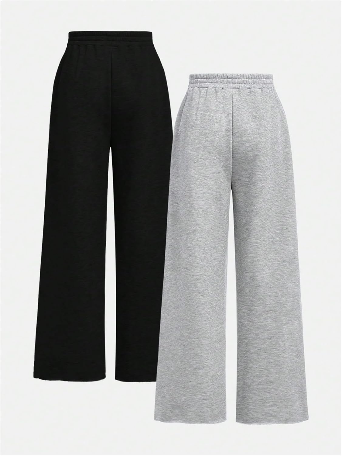 Girls Elastic Waist Wide Leg Athletic Running Sweatpants