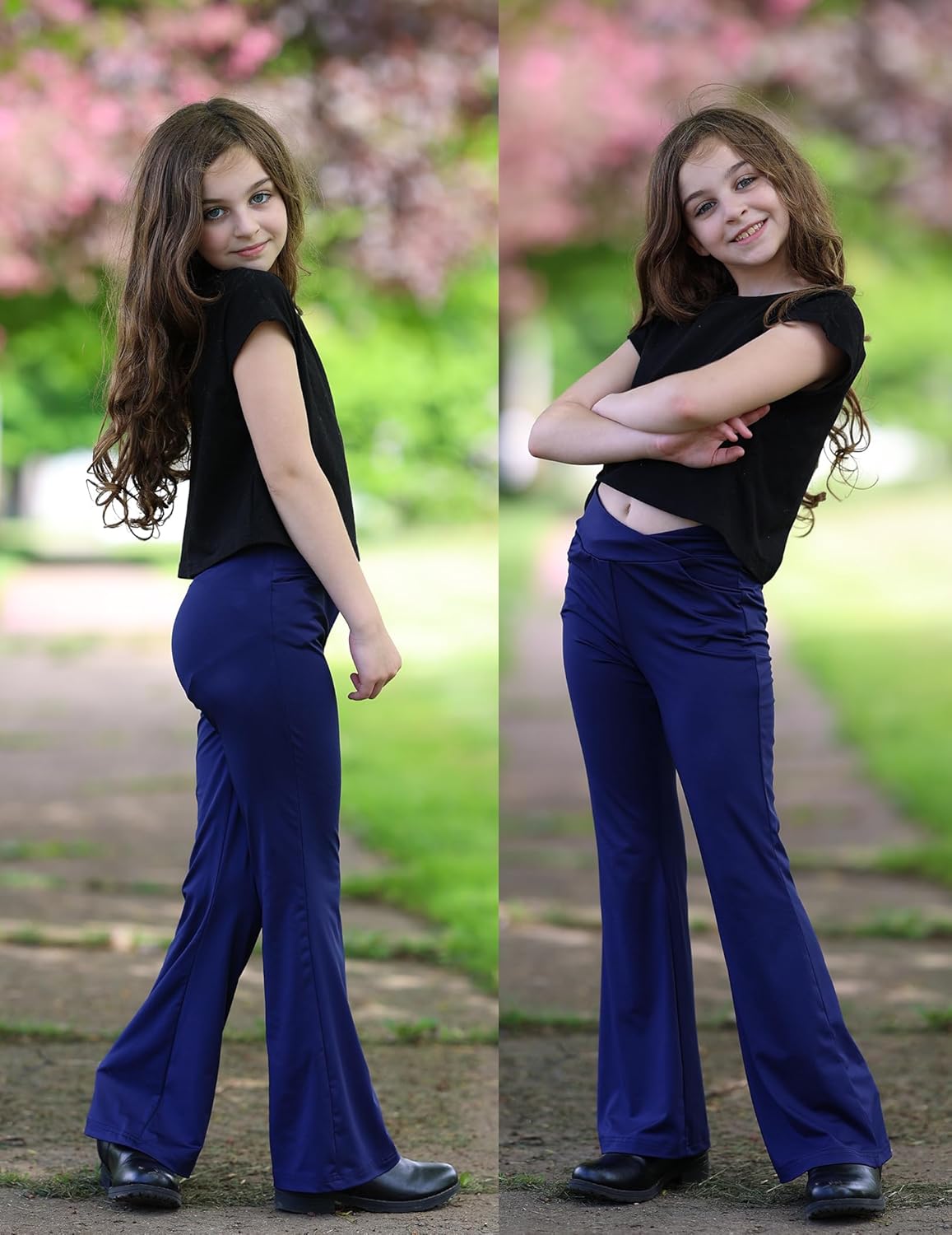 Zaclotre Girls High Waisted Flare Leggings with Pockets