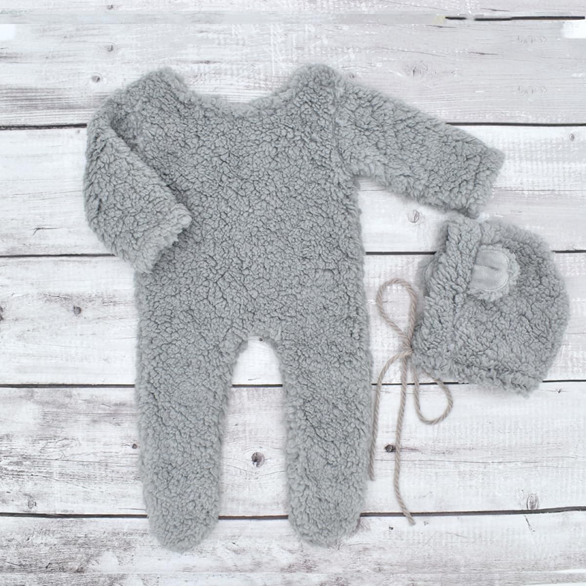 Coberllus Newborn Bear Romper Hat Perfect for Photoshoots