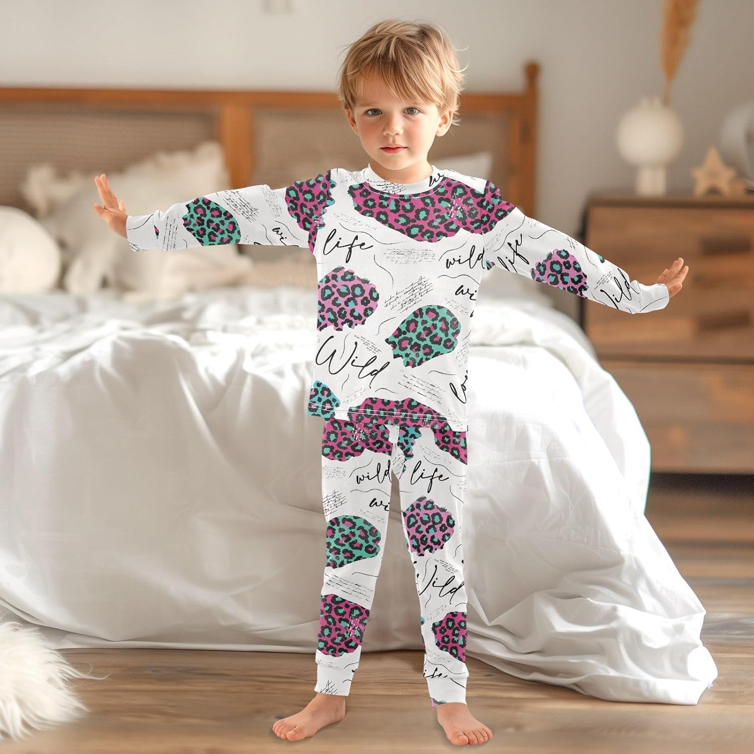 WIFIU Long Sleeve Pajama Set for Girls