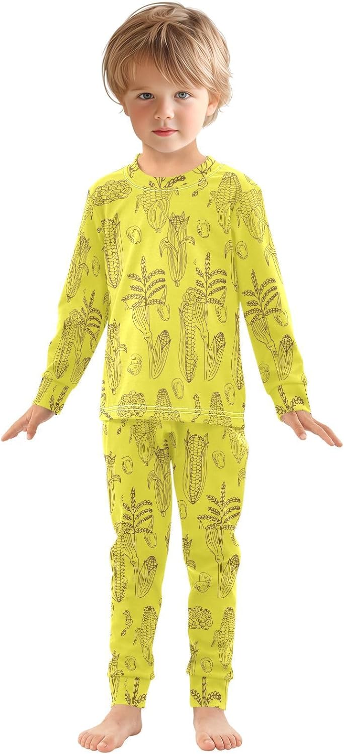Cute Long Sleeve Pajama Set for Kids - Soft Cotton Spandex Sleepwear