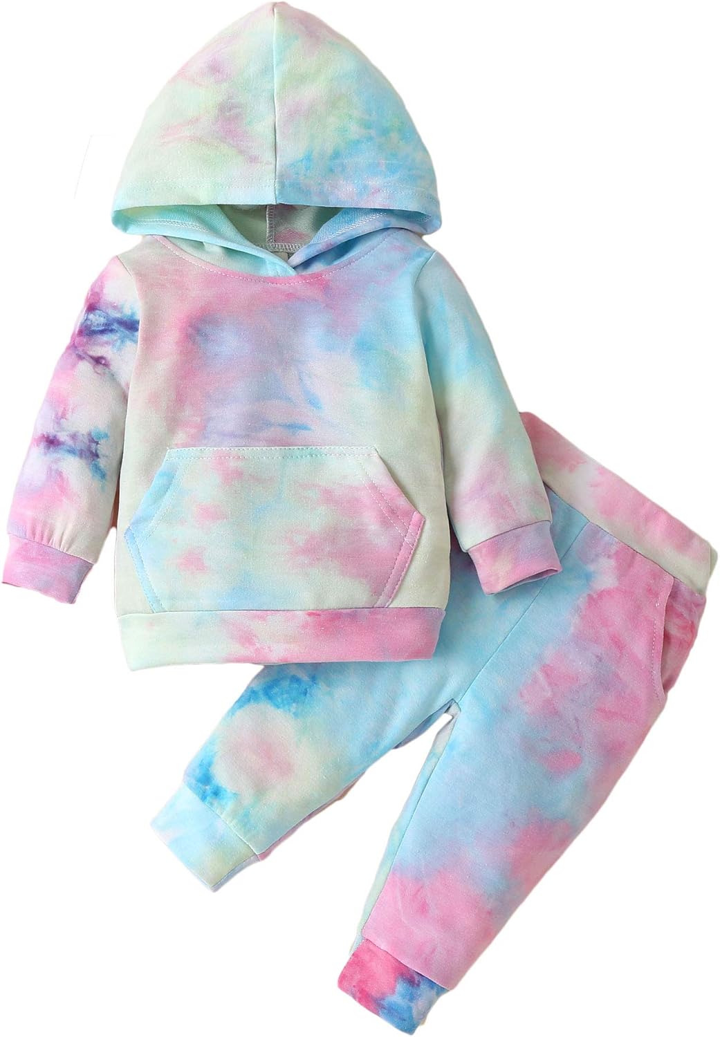 Newborn Baby Girls Tie-Dye Cotton Sweatshirt Pants Set - FallWinter Style