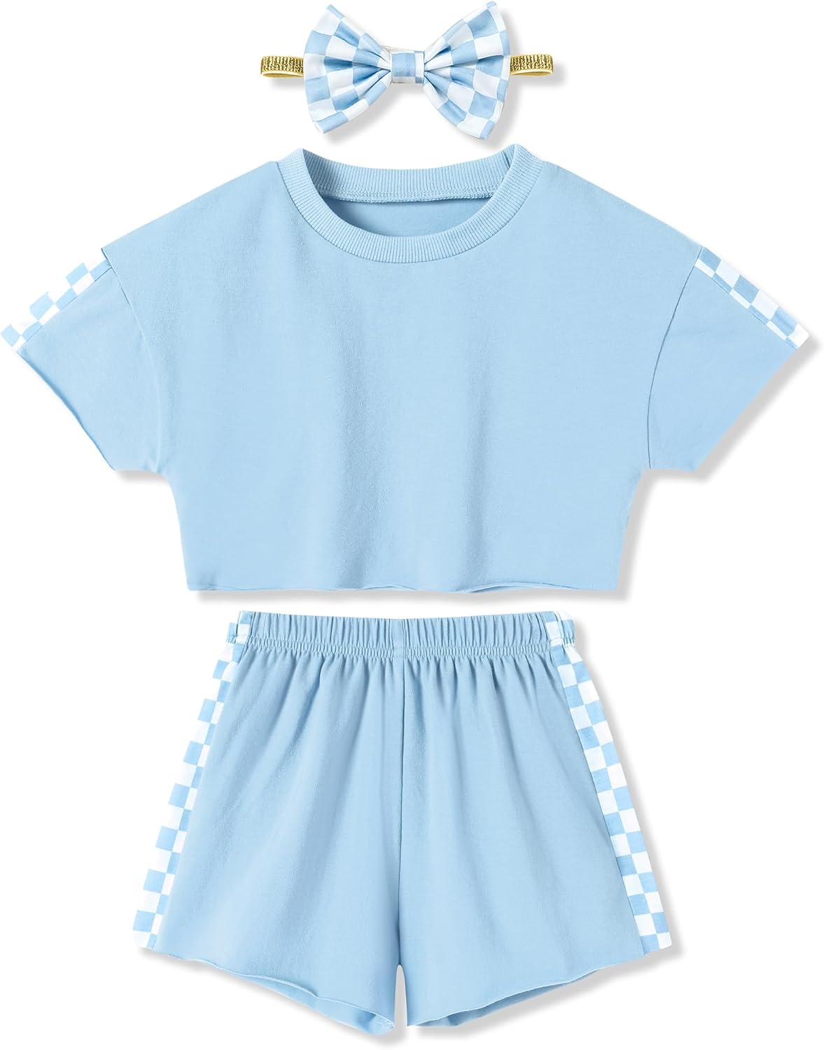 Sanmio Toddler Girl Summer Outfit Set Batwing T-ShirtShortsHeadband 3Pcs