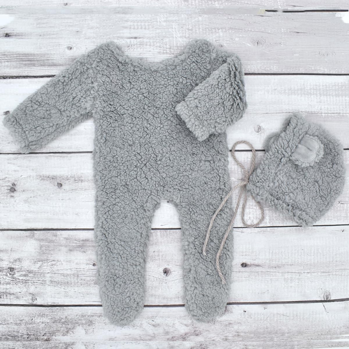 Coberllus Newborn Bear Romper Hat Perfect for Photoshoots